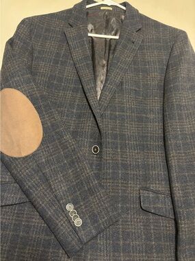 JOE Joseph Abboud Wool Tweed Blazer Men’s 44R Plaid Elbow Patches NWT-Condition